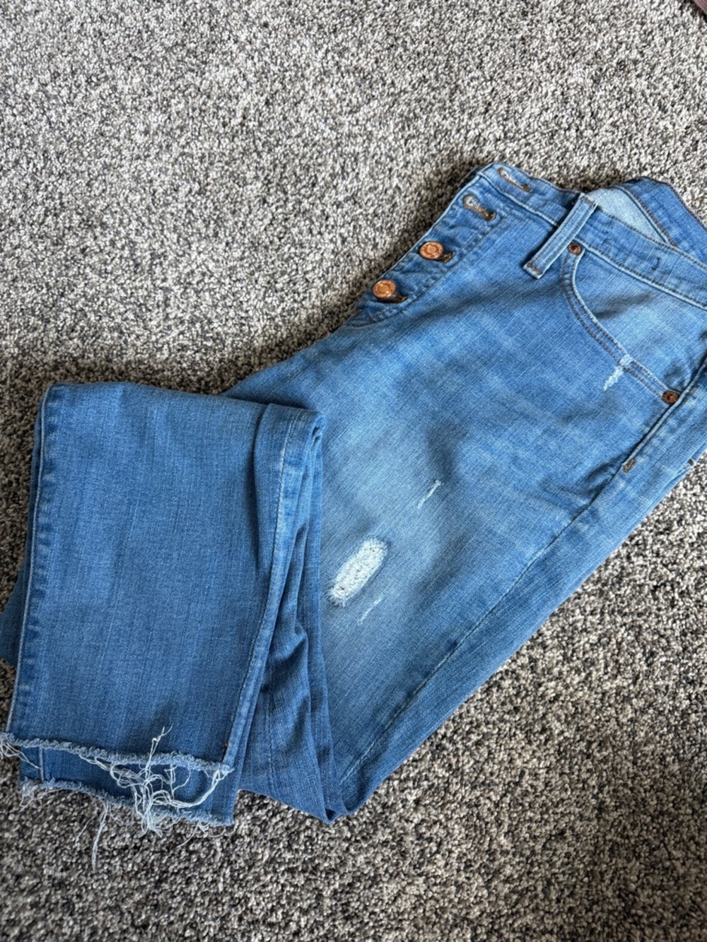 J.Crew 9” Toothpick High-Rise Button-Fly Blue Jeans - Picture 4 of 5